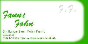 fanni fohn business card